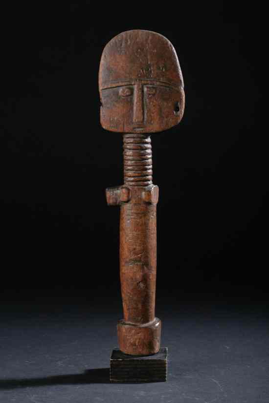 Appraisal: GHANA WOOD FIGURE OF ASHANTI On a wood base -