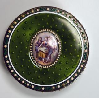 Appraisal: Good French sterling enamel box with inset opals and pearls