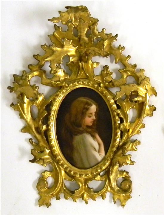 Appraisal: Oval porcelain plaque Continental late th C depicts young woman