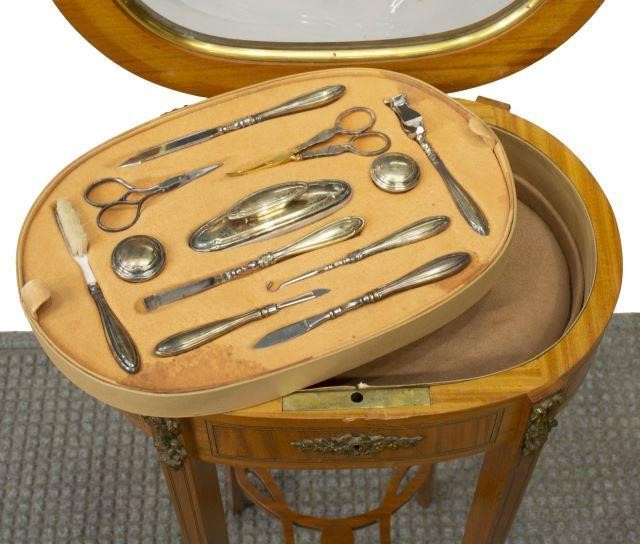 Appraisal: French mahogany cased manicure grooming kit late th c having