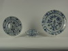 Appraisal: IRONSTONE - Three piece lot of heavy blue onion pattern