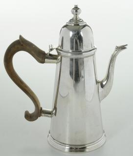 Appraisal: Sterling Coffee Pot American late th century lighthouse form scroll