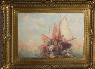 Appraisal: Carl Muller American th c Venitian canal with sail boats