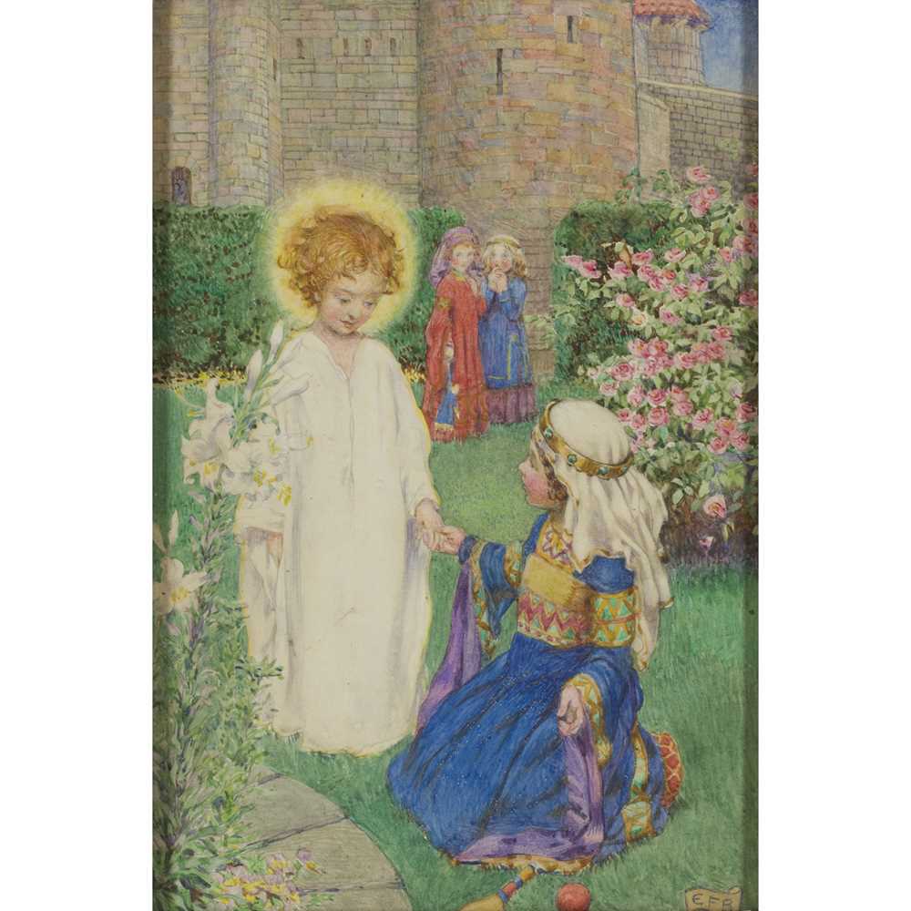 Appraisal: ELEANOR FORTESCUE-BRICKDALE - THE DIVINE PLAYMATE watercolour signed with initials