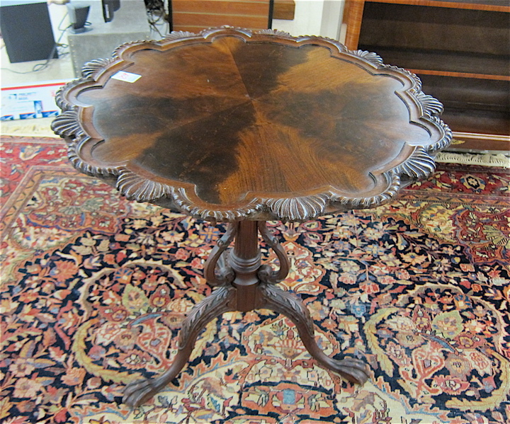 Appraisal: CHIPPENDALE STYLE CARVED PIECRUST MAHOGANY TEA TABLE American mid th