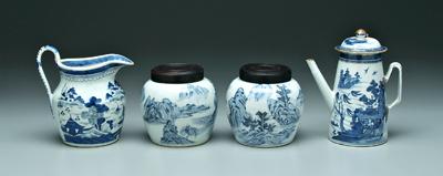 Appraisal: Four pieces Chinese porcelain Canton pitcher th century in minor