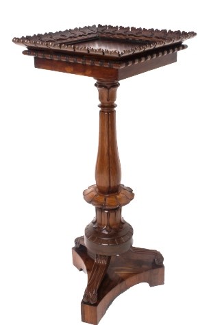 Appraisal: A William IV rosewood jardiniere stand with oak leaf carved