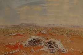 Appraisal: Clifton Pugh - The Carcasses are Left acrylic on paper