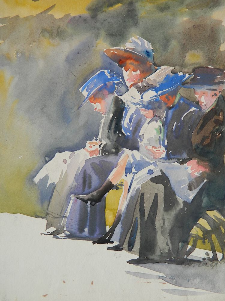 Appraisal: Frank Wilcox watercolor Frank Wilcox American - - ''Luxembourg Gardens''-