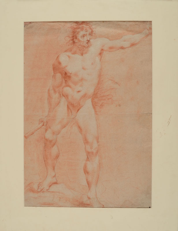 Appraisal: ATTRIBUTED TO GAETANO GANDOLFI - FIGURE STUDY Pencil and sanguine