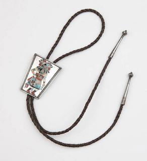 Appraisal: An inlaid silver kachina bolo tie Bennett Circa mid- th