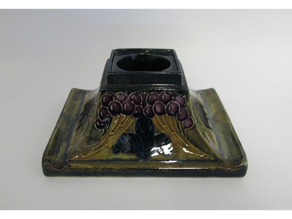 Appraisal: Morris ware pottery inkwell by George Cartlidge decorated with purple