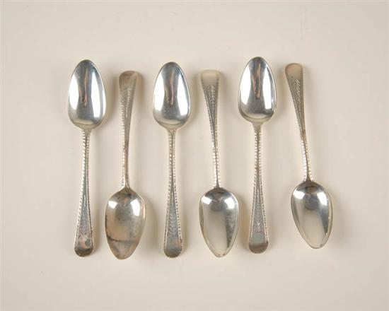 Appraisal: Six George III Sterling Coffee Spoons five bearing London date