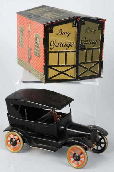 Appraisal: Tin Litho Bing Automobile Wind-Up Toy Garage German Model A