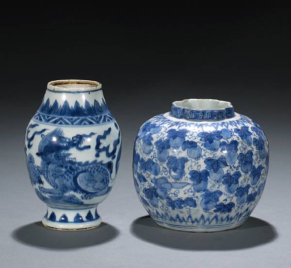 Appraisal: Two blue and white porcelain jars The first a Transitional