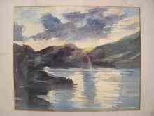 Appraisal: David Smith watercolour of lake and mountains titled Nth Wales