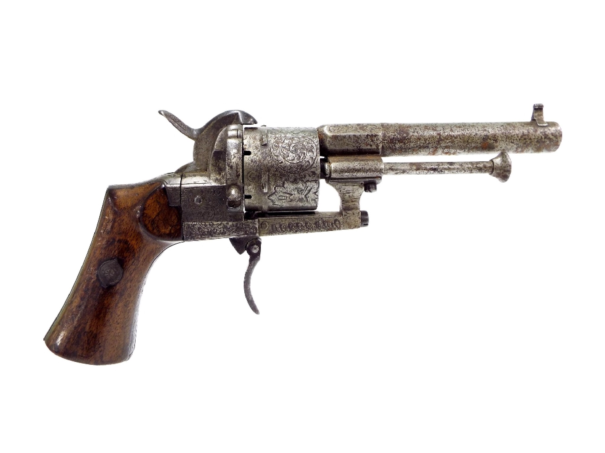 Appraisal: th century Belgium mm calibre six shot pin fire revolver