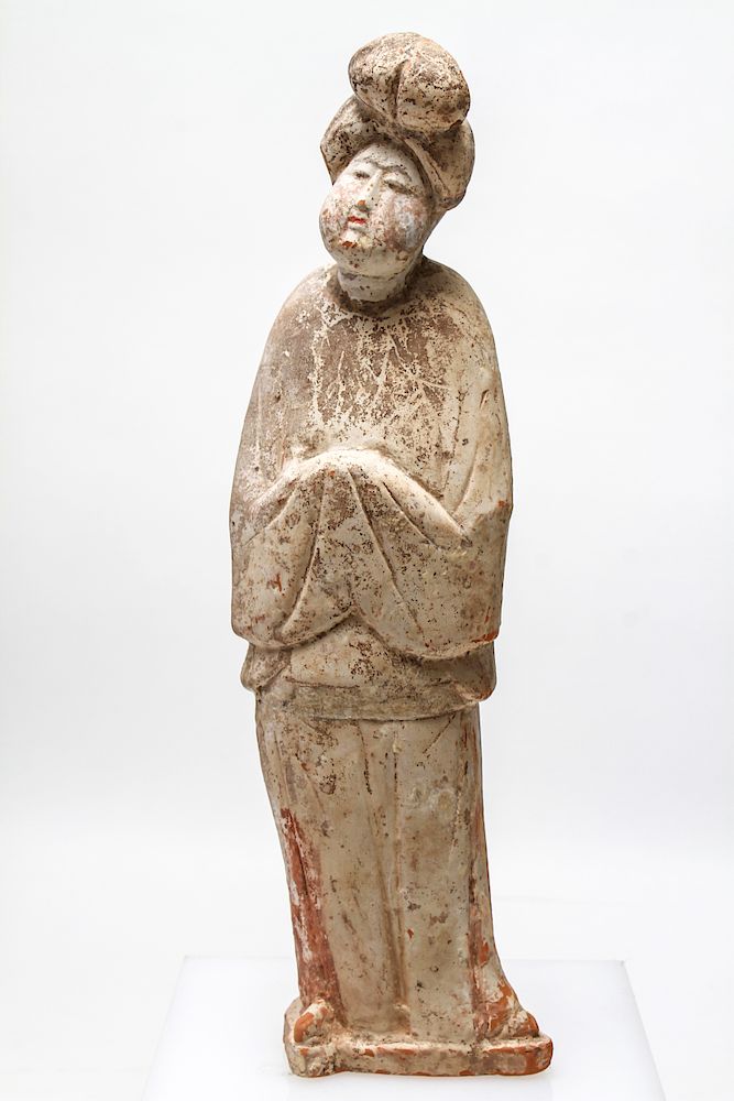 Appraisal: Chinese Tang Dynasty Female Tomb Figure Chinese terracotta figure of