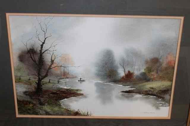 Appraisal: ANTHONY WALLER - FISHING SCENE watercolour x a further Anthony