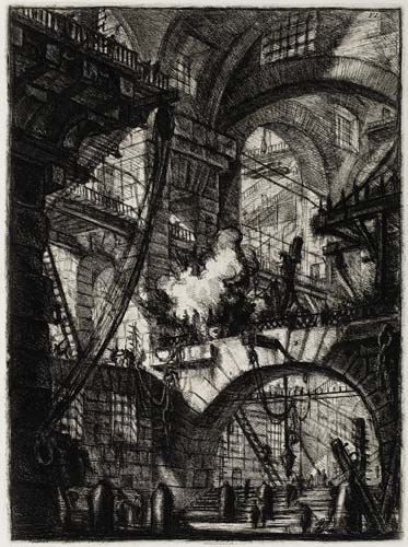 Appraisal: GIOVANNI B PIRANESI Perspective of Arches with a Smoking Fire