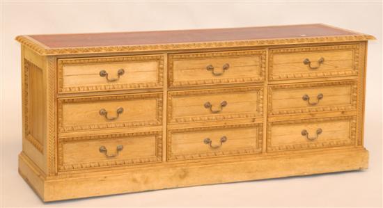 Appraisal: PINE CREDENZA English pine fitted with drawers gadrooned decoration and