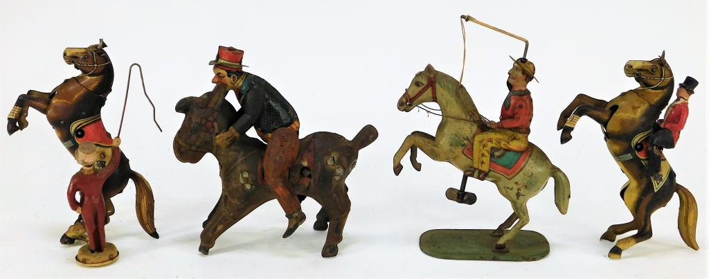 Appraisal: PC EARLY GERMAN TIN LITHO WIND UP HORSE GROUP Germany