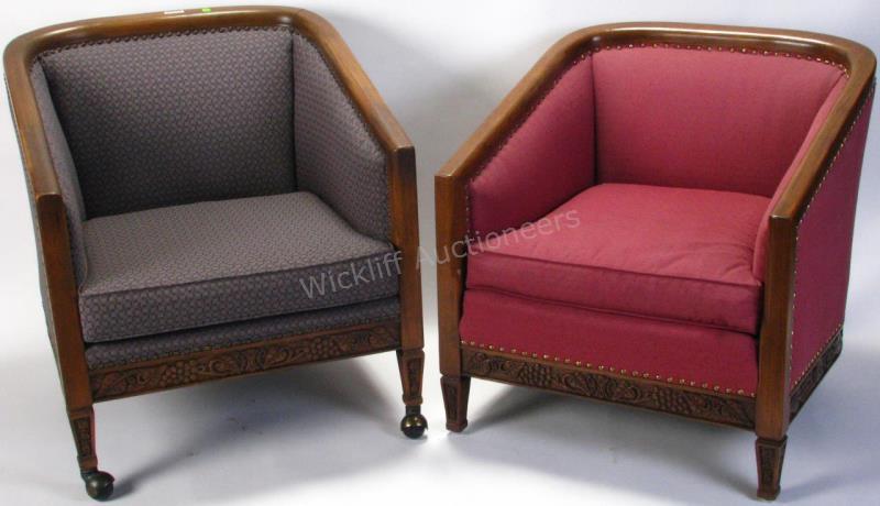 Appraisal: Two Romweber Viking Oak lounge chairs including R- with casters