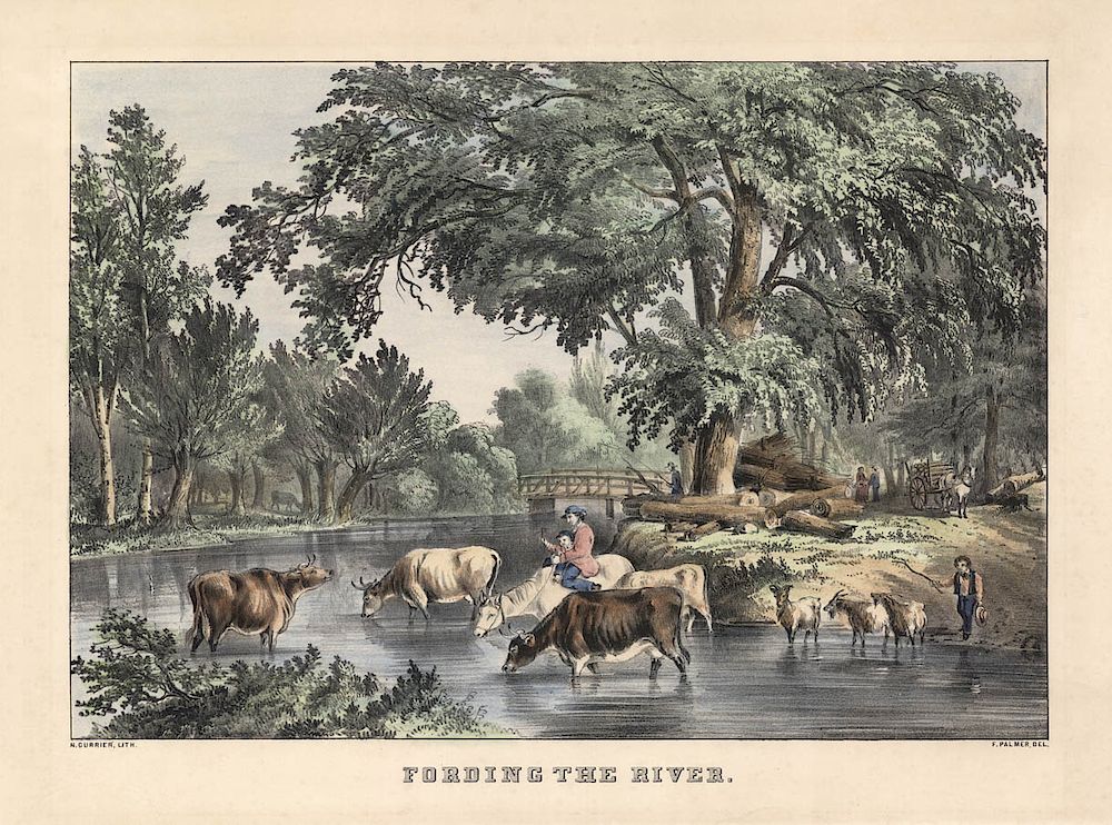 Appraisal: Fording the River - Fanny Palmer - Currier Ives Title