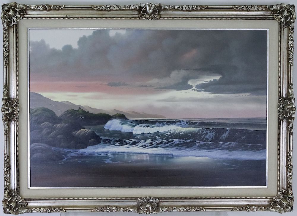 Appraisal: Coastal California Beach Seascape Painting SIGNED Original oil painting on