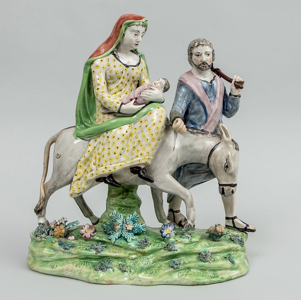 Appraisal: Staffordshire Pearlware Group 'The Flight into Egypt' After Walton With