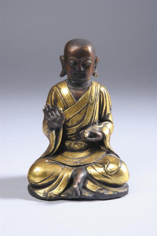 Appraisal: CHINESE GILT BRONZE FIGURE OF MONK - in high