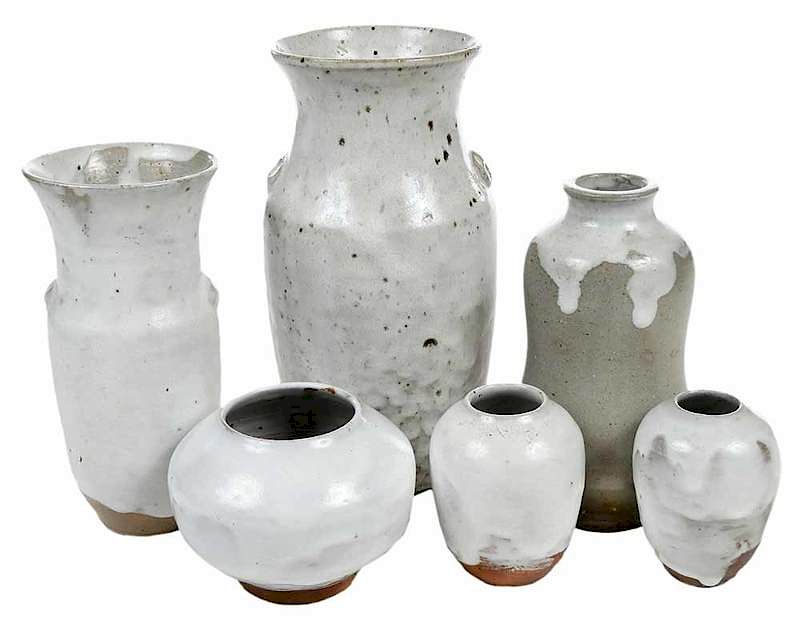 Appraisal: Six Pieces Jugtown Chinese White Pottery Moore County North Carolina