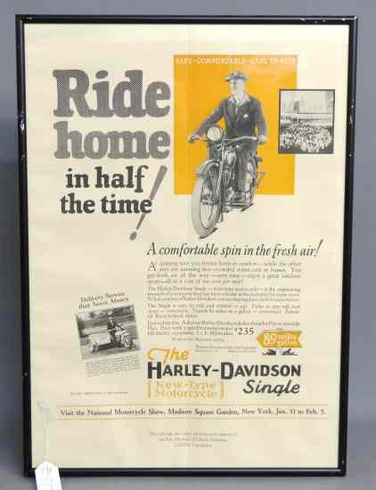 Appraisal: c Harley Davidson poster Full page two color poster advertisement