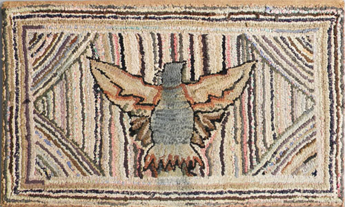 Appraisal: Hooked rug with eagle on variegated background early th c