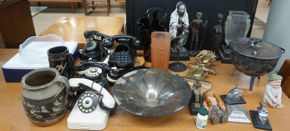 Appraisal: COLLECTION OF FIGURINES SILVERPLATE TELEPHONES CERAMIC PITCHERS AND OTHER TABLE