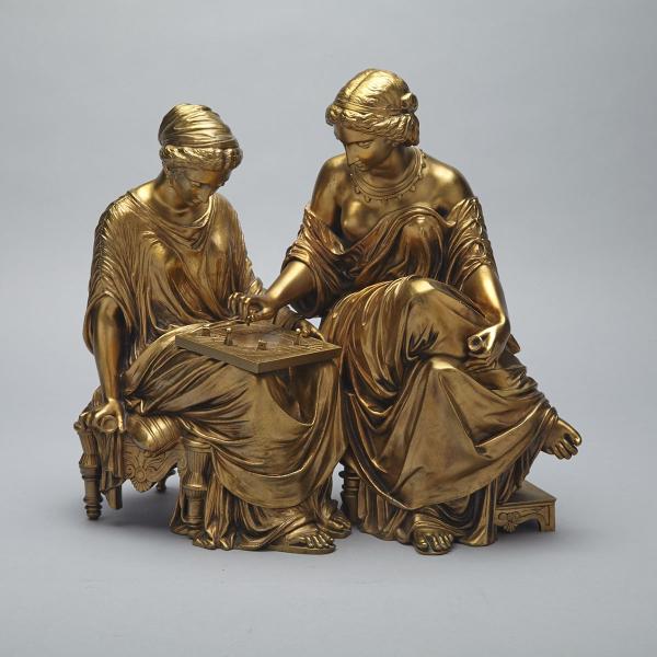 Appraisal: French Gilt Bronze Group of Two Classical Maidens Playing Board