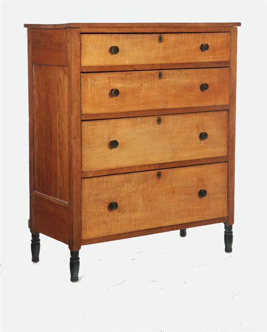 Appraisal: SHERATON CHEST OF DRAWERS American - cherry curly maple and