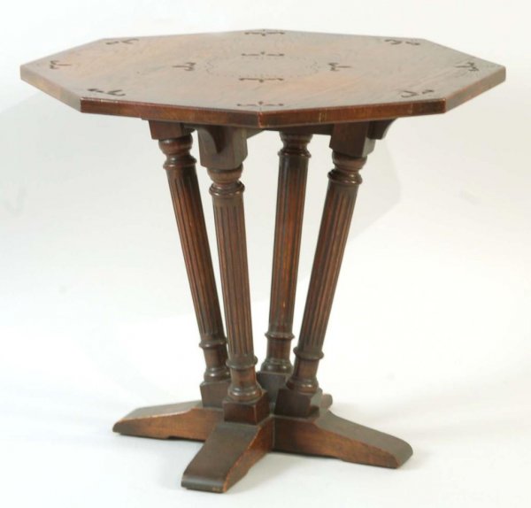 Appraisal: A bench-made walnut side table of Colonial Revival and Mission