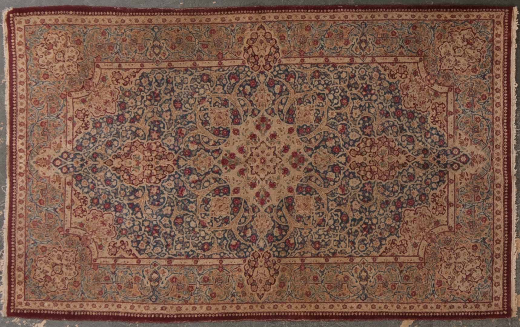 Appraisal: Semi-antique Kerman rug approx x Iran circa Condition Edge wear