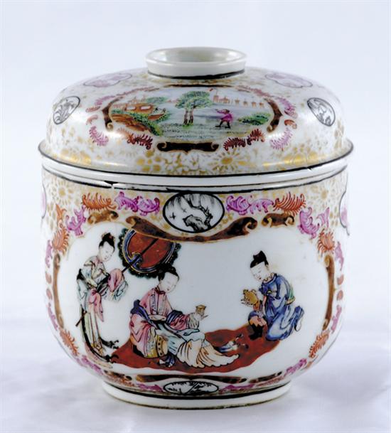 Appraisal: Chinese Export famille rose covered canister circa domed cover and