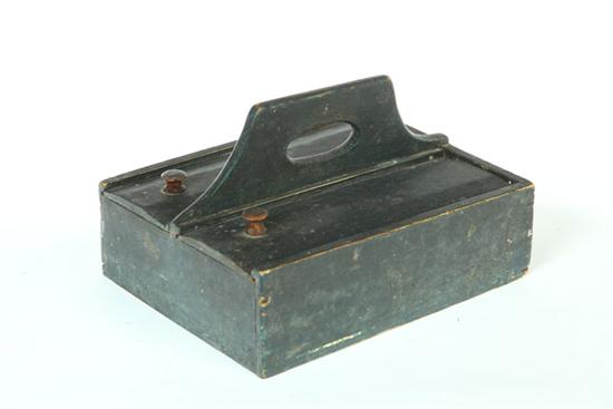 Appraisal: PAINTED SPICE BOX WITH HANDLE American th century pine and