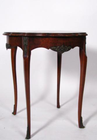 Appraisal: Vintage wooden lamp table with round inlaid veneer top scalloped