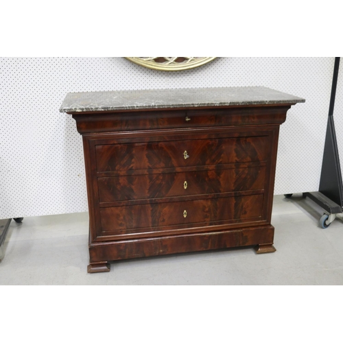 Appraisal: Antique French Louis Philippe marble topped commode chest of drawers