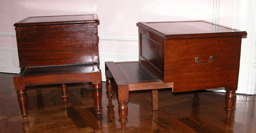 Appraisal: Pair of Georgian Mahogany Step Commodes with pull-out step turned