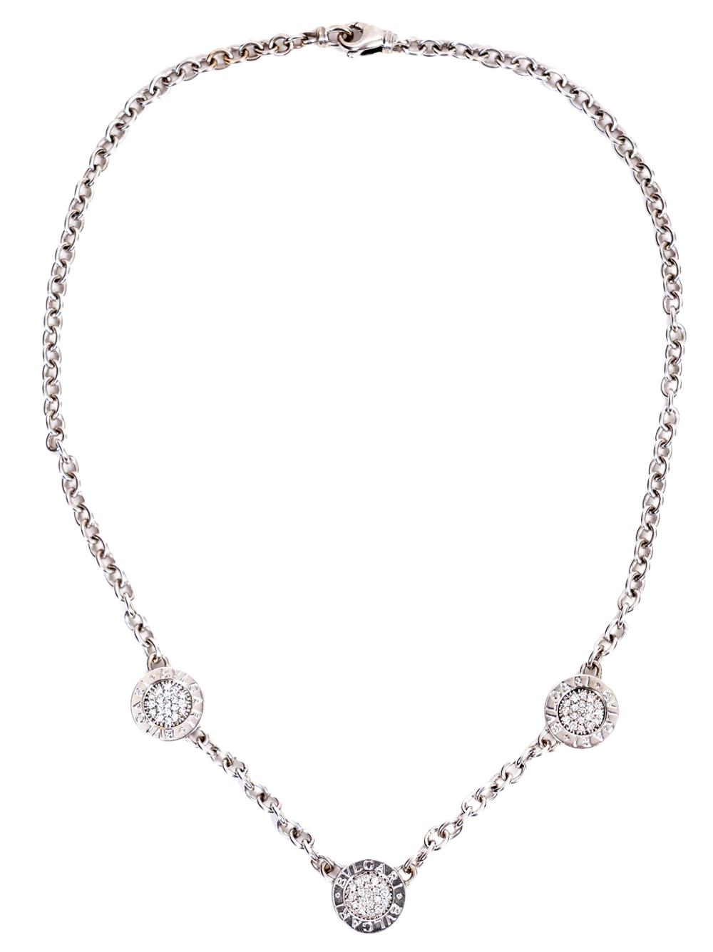 Appraisal: BVLGARI K WG DIAMOND ONYX NECKLACEBvlgari K white gold diamond