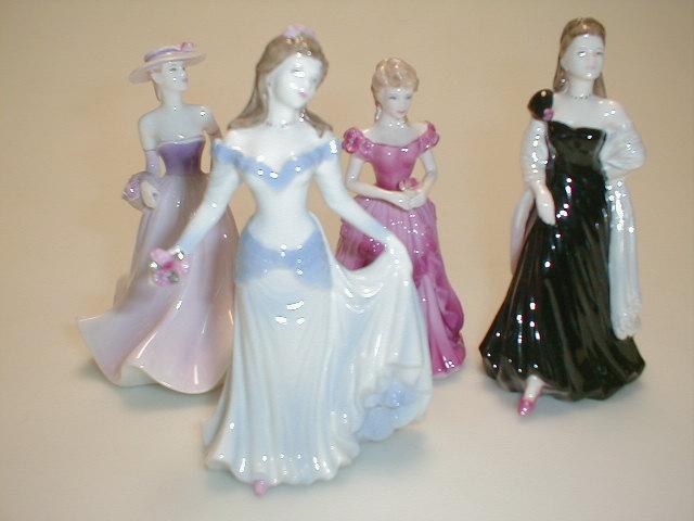 Appraisal: Four Coalport debutant figures titled Dawn Wish Ball Loretta and