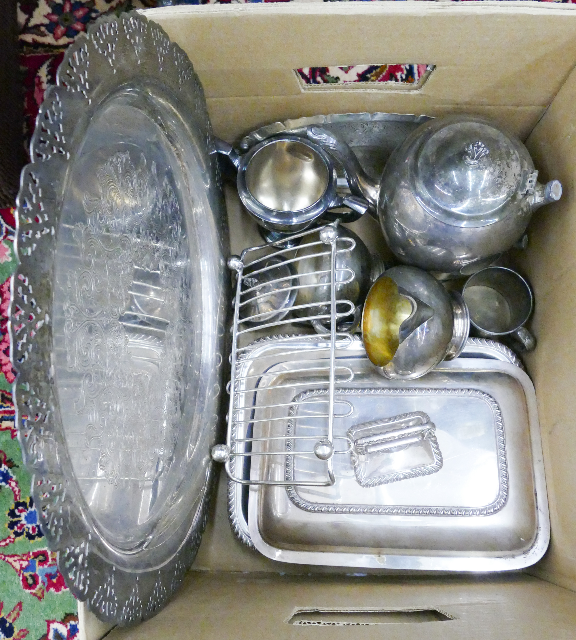 Appraisal: Box Silverplate Serving Pieces