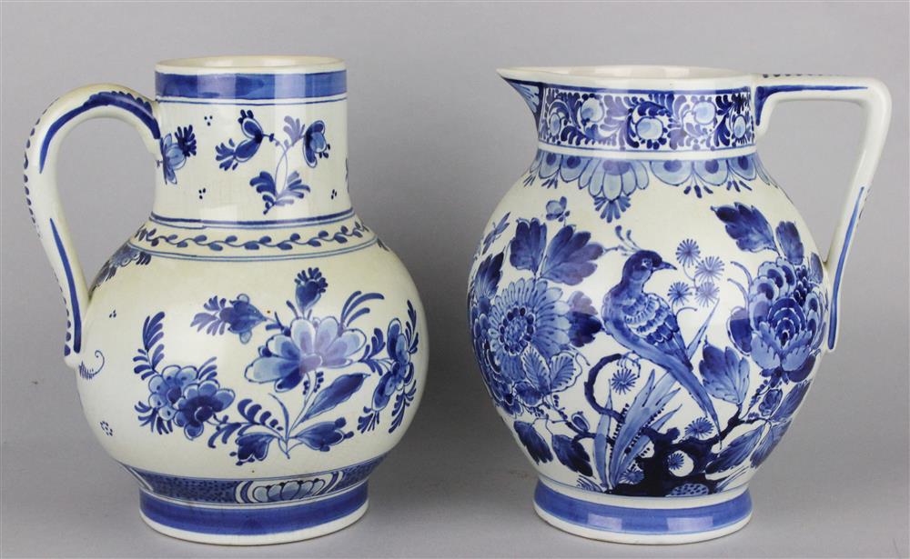 Appraisal: TWO DUTCH DELFT BLUE AND WHITE JUGS various blue marks