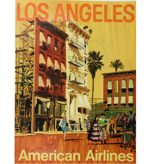 Appraisal: American Airlines to Los Angeles travel poster x printed in