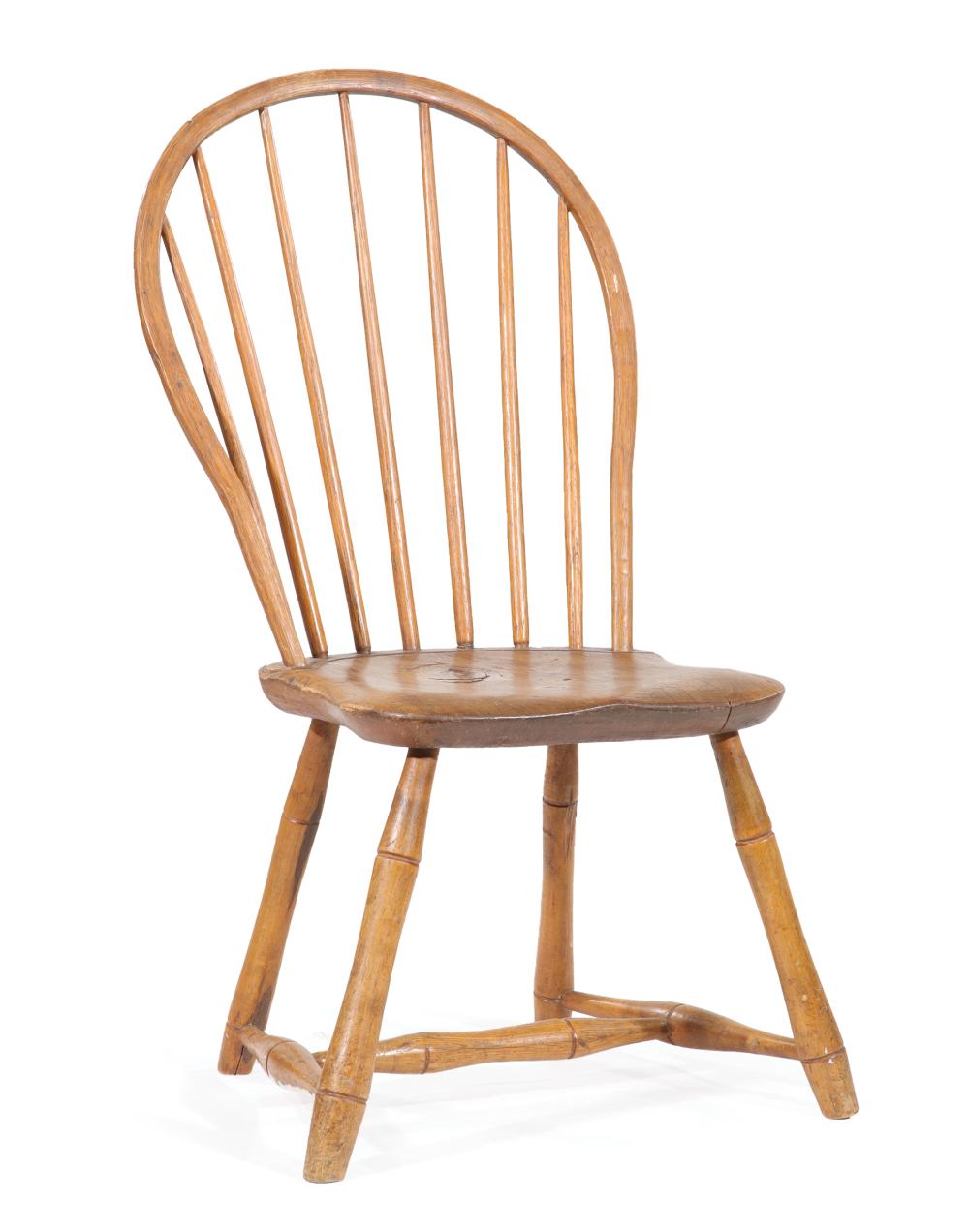 Appraisal: American Hoop-Back Windsor Chair early th c plank seat bamboo